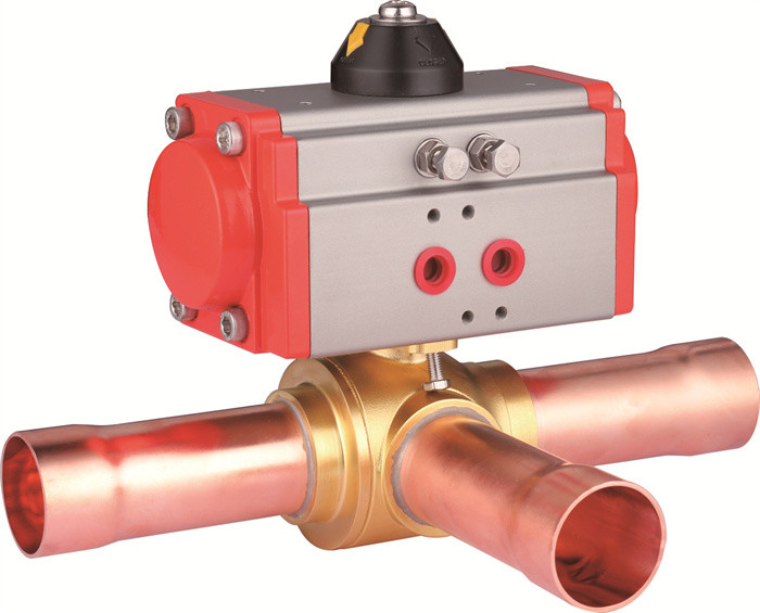 IP67 Rated Smart Electric Refrigerant Ball Valve Untuk Lingkungan yang keras Motorized 3 Way Ball Valve